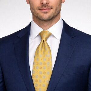 Jos A‎ Bank Signature Silk Tie Gold Geometric Italy Mens NWT